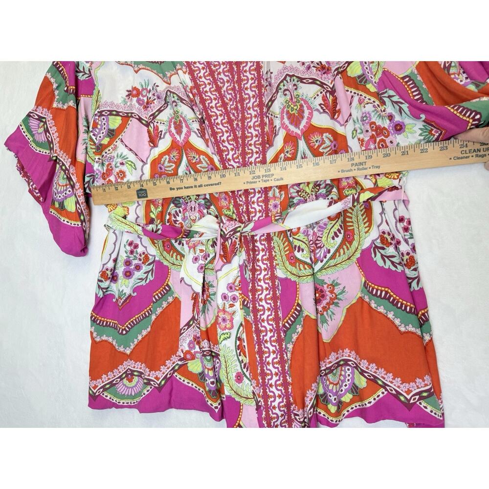 Rachel Zoe Kimono Women’s Sz 1x Reversible Cardigan Belted Open Front Colorful - Picture 6 of 8